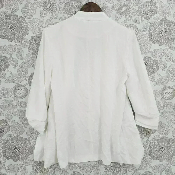 Mod Ref Open Front White Blazer Women's M Ruched Sleeve 3441C - Picture 2 of 8